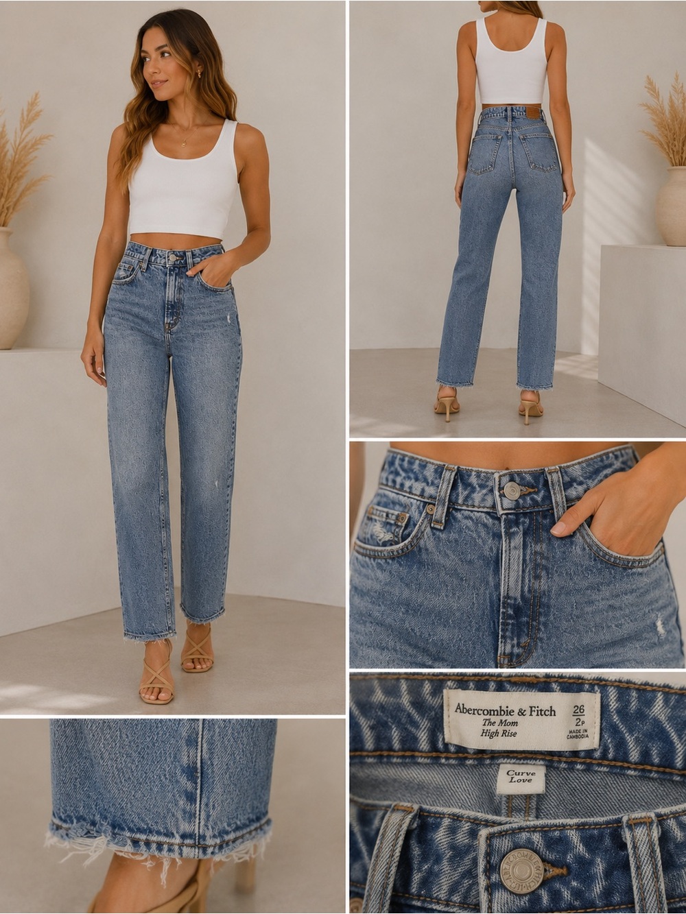 Abercrombie & Fitch High Rise Straight Jeans - Light Blue Denim